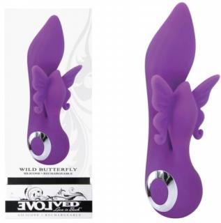 Wild Butterfly Purple - Akkus Klitoriszkaros, szilikon vibrátor 17,8 cm
