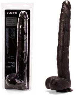 X-MEN 17 inch Long Dildo Black - ÓRIÁS DILDÓ - 43 cm Élethű VASTAG dildó, tapadókorongos dildó