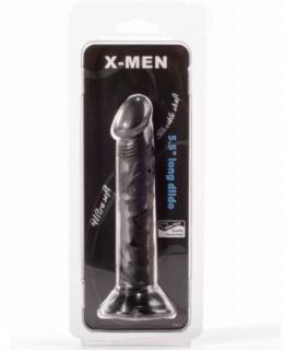 X-Men 5.5" Ultra Soft Dildo Black - Élethű dildó 14 cm