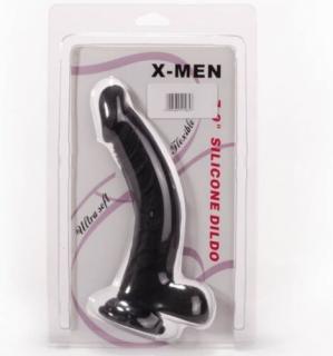 X-MEN 7.9" Silicone Dildo Black - Élethű dildó 20 cm