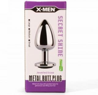 X-MEN Secret Shine Metal Butt Plug Black M - Anál plug, Fém
