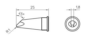 Weller LHT D45 forrasztócsúcs 45 fok Solar