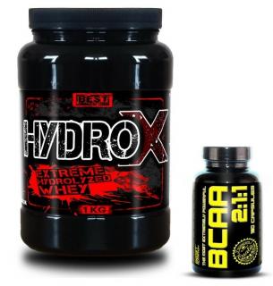 Best Nutrition Hydro X + BCAA 2: 1: 1 - 1000 g + 120 kapsz. (Csokoládé) - Best Nutrition