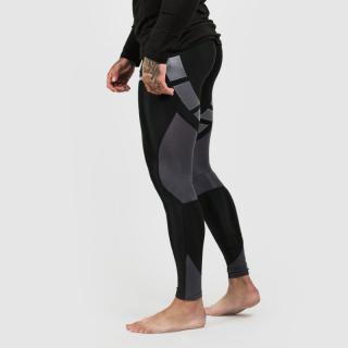 GymBeam Black Grey Flex Tights férfi leggings - fekete (M) - GymBeam Clothing