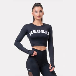 Nebbia Sporty HERO crop top hosszúújjú 585 - Black (M) - NEBBIA