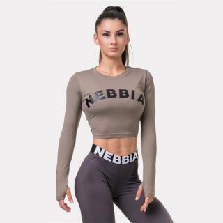 Nebbia Sporty HERO crop top hosszúújjú 585 - Mocha (M) - NEBBIA