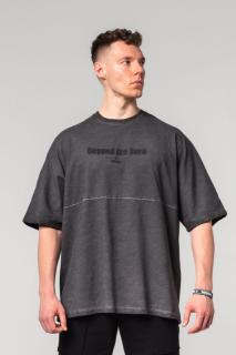 Nebbia Washed-off Oversized Heavyweight Cotton T-shirt NO SHORTCUTS 369 - black (L) - NEBBIA