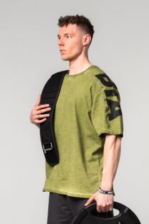 Nebbia Washed-off Oversized T-shirt LIFTING CLUB 368 - green (XL) - NEBBIA