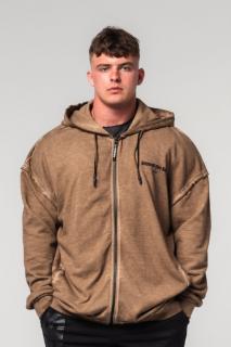 Nebbia Washed-off Zip Up Hoodie GYM BRO 362 - light brown (XL) - NEBBIA