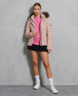 Superdry Luxe Fuji párnázott női kabát - Rózsaszín (14) - Superdry