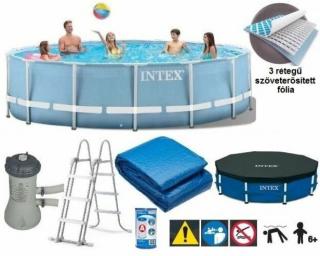 Vízforgatós medence szett, fémvázas 457x122 cm INTEX PRISM FRAME POOL 26726