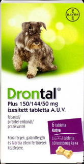 DRONTAL PLUS 150/144/50 MG ÍZESÍTETT TABLETTA A.U.V. 6 db/csomag