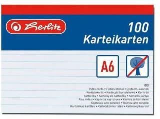 Kartoték kártya A6/100 ív, vonalas,fehér