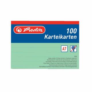 Kartoték kártya A7/100 ív, vonalas,zöld