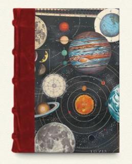 napló piros félbőr kötéssel, Planetárium, több méretben:
