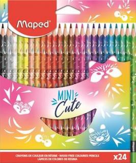 színes ceruza készlet, háromszögletû, Mini Cute, 24 különböző szín