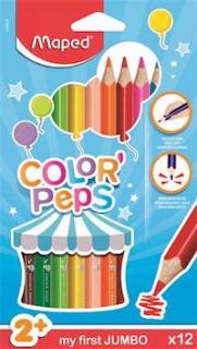 színes ceruza készlet, háromszögletû, vastag, "Jumbo", 12 különböző szín