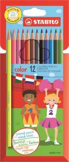 Színes ceruza készlet, hatszögletû, "Color", 12 különböző szín
