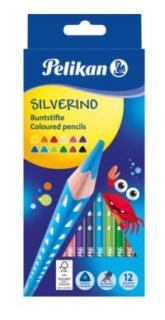 színes ceruzakészlet, 12 szín, Silverino