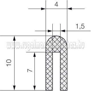 EPDM élvédő profil 1413 1,5 mm