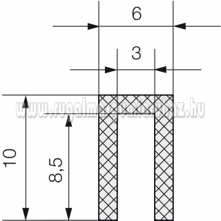 EPDM élvédő profil 1416 10x6x3 mm