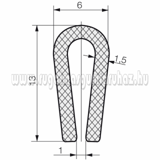 EPDM élvédő profil 1417 3x11,5 mm