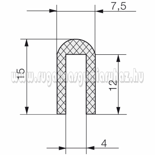 EPDM élvédő profil 1420 4x12 mm