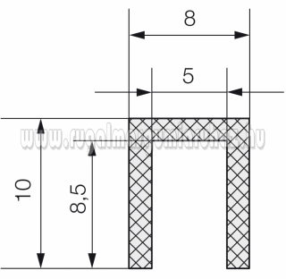 EPDM élvédő profil 1422 10x8 mm