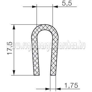 EPDM élvédő profil 1424 5,5 mm-ig