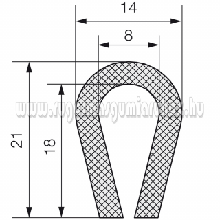 EPDM élvédő profil 1425 8 mm-ig