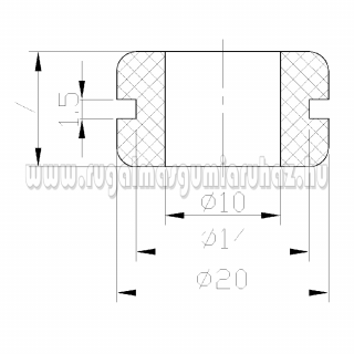 Kábelátvezető gumigyűrű 10. 20/14/10 x 7/1,5 mm