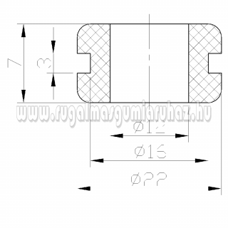 Kábelátvezető gumigyűrű 11. 22/16/12 x 7,5/3 mm