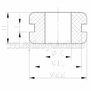 Kábelátvezető gumigyűrű 12. 22/16/10 x 11/3 mm