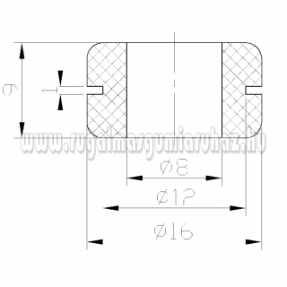 Kábelátvezető gumigyűrű 2. 16/12/8 x 9/1 mm