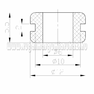 Kábelátvezető gumigyűrű O/B 12/9/6 x 5,5/2 mm