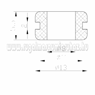 Kábelátvezető gumigyűrű O/C 13/9/8 x 5,5/2 mm