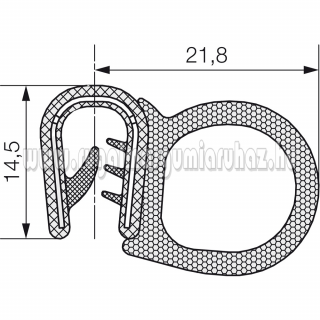 Kombinált profil 6003 PVC fekete 1-4 mm