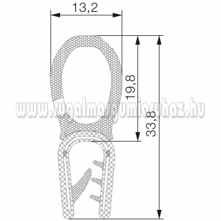 Kombinált profil 6008 PVC fekete 2-4 mm