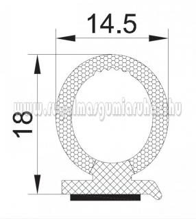 Öntapadós habosított EPDM Omega Profil 18x14,5 mm