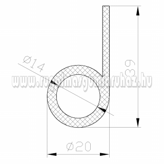 P-profil 053 lyukas 20x3x39 mm