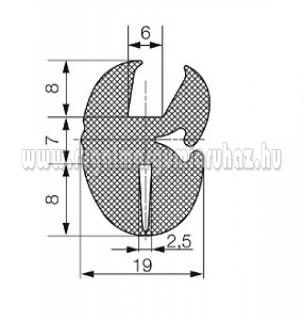 Szélvédő profil 5011 6x2,5x23 mm
