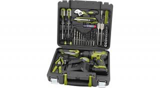 Extol Craft akkus fúrócsavarozó, 12V, Li-ion, szénkefe mentes, 1db 2000 mAh akku + 46 db szerszámkészlet (422801)