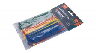 Extol Premium kábelkötegelő 2,5×100mm 100db, 4 színű (piros, kék, sárga, zöld), nylon; (8856192)