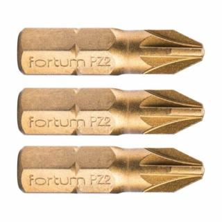 FORTUM behajtóhegy PZ, 3 db, S2 acél, Titanium bevonat; PZ 1×25mm, bliszteren (4741371)