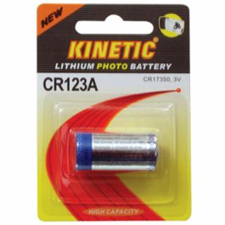 KINETIC elem 1 db, Li-ion, 3V, méret: CR123A; Líthium fotóelem 1600mAh, bliszteren (42030)