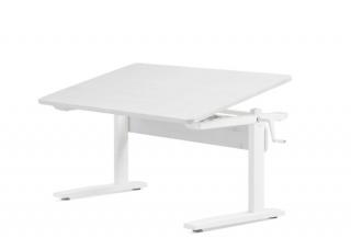 Állítható magasságú asztal, dönthető lappal, fehérre pácolt