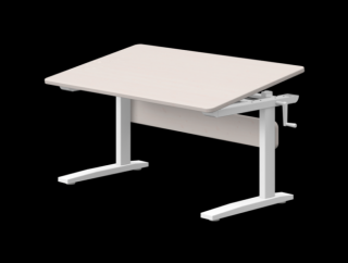 Állítható magasságú asztal, dönthető lappal, szürkére pácolt