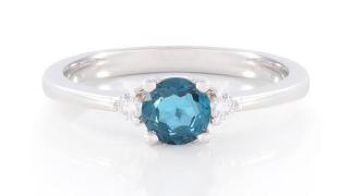 London Blue Topáz és Gyémánt 14K Arany Eljegyzési Gyûrû