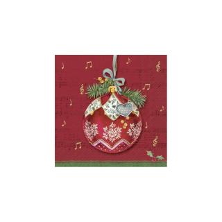IHR CHRISTMAS BAUBLE RED papírszalvéta csomag 25x25cm