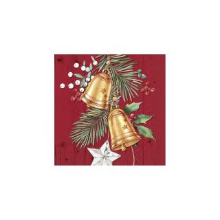 IHR CHRISTMAS BELL RED papírszalvéta csomag 33x33cm
